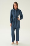 İndigo Bağlamalı Tunik Pantolon Takım 6835A