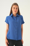 İndigo Kısa Kol Oversize Gömlek 4163A