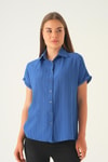 İndigo Kısa Kol Oversize Gömlek 4163A
