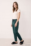 Kadın Alt Giyim-Kadın Pijama-Bel Lastikli Kadife Pijama 0601 Zümrüt-rulem