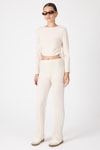 Kadın Alt-Üst Takım-Bej Fitilli Crop Bluz Pantolon İkili Takımı 8114A-rulem