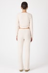 Kadın Alt-Üst Takım-Bej Fitilli Crop Bluz Pantolon İkili Takımı 8114A-rulem