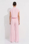 Kadın Alt-Üst Takım-Cepli crop Gömlek Pantolon Takım 7157 Pembe -rulem