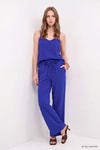 Kadın Alt-Üst Takım-İnce Askılı Bluz Pantolon Takım 8661A Saks -rulem