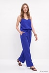 Kadın Alt-Üst Takım-İnce Askılı Bluz Pantolon Takım 8661A Saks -rulem