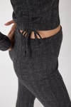 Kadın Alt-Üst Takım-Siyah Fitilli Crop Bluz Pantolon İkili Takımı 8114A-rulem
