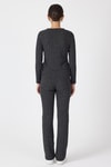 Kadın Alt-Üst Takım-Siyah Fitilli Crop Bluz Pantolon İkili Takımı 8114A-rulem