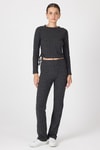 Kadın Alt-Üst Takım-Siyah Fitilli Crop Bluz Pantolon İkili Takımı 8114A-rulem