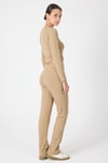 Kadın Alt-Üst Takım-Vizon Fitilli Crop Bluz Pantolon İkili Takımı 8114A-rulem