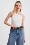 Kadın Atlet-Beyaz -1121 Sıfır Kol Fitilli Halter Yaka Basic Atlet-rulem