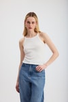 Kadın Atlet-Beyaz -1121 Sıfır Kol Fitilli Halter Yaka Basic Atlet-rulem