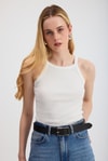 Kadın Atlet-Beyaz -1121 Sıfır Kol Fitilli Halter Yaka Basic Atlet-rulem
