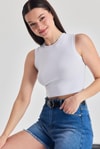 Kadın Atlet-Beyaz Kolsuz Bisiklet Yaka Crop Atlet 318-rulem