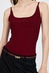 Kadın Atlet-Bordo İnce Askılı Çıtçıtlı Bodysuit 13255-rulem