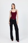 Kadın Atlet-Bordo İnce Askılı Çıtçıtlı Bodysuit 13255-rulem