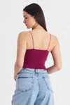 Kadın Atlet-Bordo İnce Askılı Fitted Basic Atlet 947-rulem