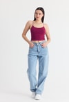 Kadın Atlet-Bordo İnce Askılı Fitted Basic Atlet 947-rulem