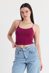 Kadın Atlet-Bordo İnce Askılı Fitted Basic Atlet 947-rulem