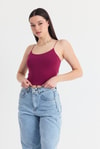 Kadın Atlet-Bordo İnce Askılı Fitted Basic Atlet 947-rulem