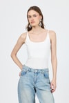 Kadın Atlet-Ekru İnce Askılı Çıtçıtlı BodySuit 13255-rulem