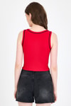 Kadın Atlet-Kırmızı Şerit Detaylı Örme Crop Atlet 1049-rulem
