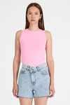 Kadın Atlet-Pembe Bisiklet Yaka Kolsuz Slim Fit Atlet 1663-rulem