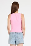 Kadın Atlet-Pembe Bisiklet Yaka Kolsuz Slim Fit Atlet 1663-rulem