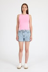 Kadın Atlet-Pembe Bisiklet Yaka Kolsuz Slim Fit Atlet 1663-rulem