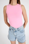 Kadın Atlet-Pembe Bisiklet Yaka Kolsuz Slim Fit Atlet 1663-rulem