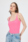 Kadın Atlet-Pembe İnce Askılı Çıtçıtlı Bodysuit 13255-rulem