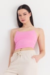 Kadın Atlet-Pembe İnce Askılı Fitted Basic Atlet 947-rulem