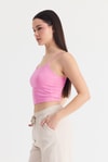 Kadın Atlet-Pembe İnce Askılı Fitted Basic Atlet 947-rulem
