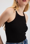 Kadın Atlet-Siyah -1121 Sıfır Kol Fitilli Halter Yaka Basic Atlet-rulem