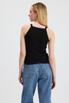 Kadın Atlet-Siyah -1121 Sıfır Kol Fitilli Halter Yaka Basic Atlet-rulem