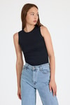 Kadın Atlet-Siyah Bisiklet Yaka Kolsuz Slim Fit Atlet 1663-rulem