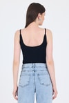 Kadın Atlet-Siyah  İnce Askılı Çıtçıtlı Bodysuit 13255-rulem