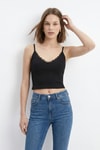 Kadın Atlet-Siyah Kaşkorse Dantelli Atlet 612-rulem