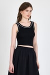 Kadın Atlet-Siyah Şerit Detaylı Örme Crop Atlet 1049-rulem