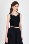 Kadın Atlet-Siyah Şerit Detaylı Örme Crop Atlet 1049-rulem