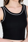 Kadın Atlet-Siyah Şerit Detaylı Örme Crop Atlet 1049-rulem