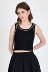 Kadın Atlet-Siyah Şerit Detaylı Örme Crop Atlet 1049-rulem
