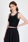 Kadın Atlet-Siyah Şerit Detaylı Örme Crop Atlet 1049-rulem