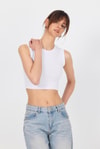 Kadın Body-Beyaz Bisiklet Yaka Crop Atlet 9189M-rulem