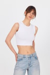 Kadın Body-Beyaz Bisiklet Yaka Crop Atlet 9189M-rulem