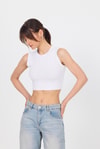 Kadın Body-Beyaz Bisiklet Yaka Crop Atlet 9189M-rulem