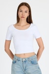 Kadın Body-Beyaz Kare Yaka Örme Body 9202M-rulem