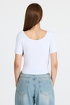 Kadın Body-Beyaz Kare Yaka Örme Body 9202M-rulem