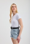 Kadın Body-Beyaz Slim Fit Bisiklet Yaka Kısa Kollu Tişört 2214-rulem
