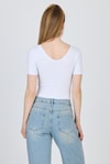 Kadın Body-Beyaz U Yaka Pamuklu Slim Fit Tişört 9186M-rulem