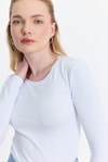 Kadın Body-Beyaz Uzun Kol Bisiklet Yaka Basic Body 950-rulem